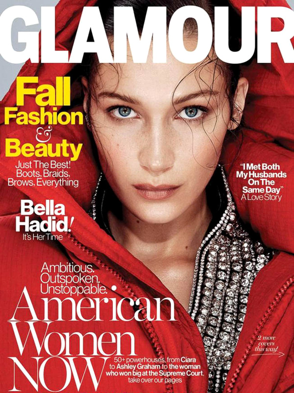 Bella Hadid en couverture de Glamour