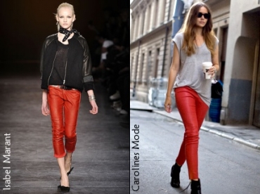 Le slim en cuir rouge