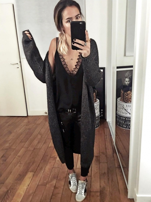 Long gilet + caraco dlicat, ou comment allier confort et sensualit