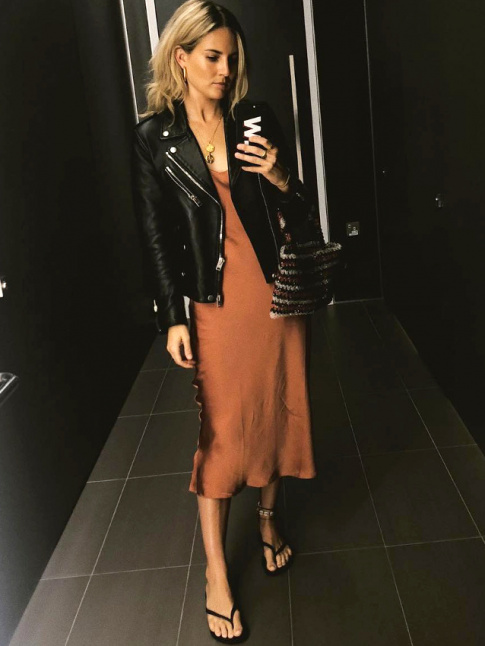 Perfecto + slip dress = le bon mix