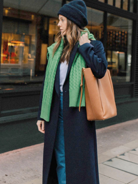 Rien de tel qu'une touche de vert pomme pour twister un look casual/classique !