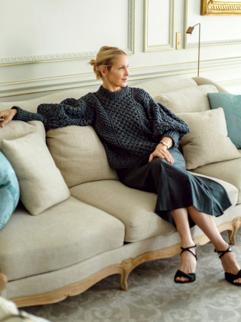 Pull irlandais + jupe midi ultra fminine = le bon mix