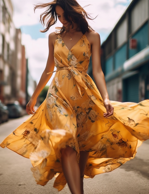 Robe Longue D'été Femme - Bretelles Spaghetti, Col Carré, Volants - Style Bohème Décontracté - Polyester
