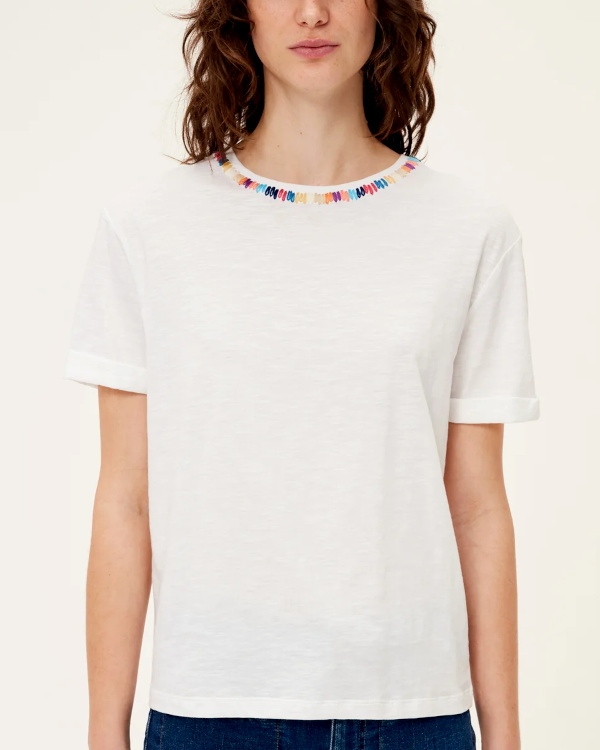 T-SHIRT COL ROND blanc