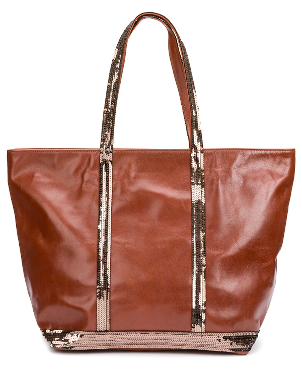 Sac cabas L en cuir et sequins