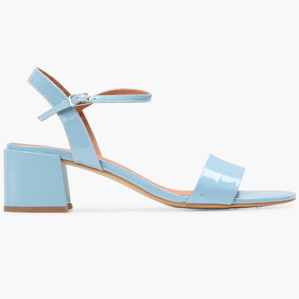 Sandales  talon en cuir verni | Bleu