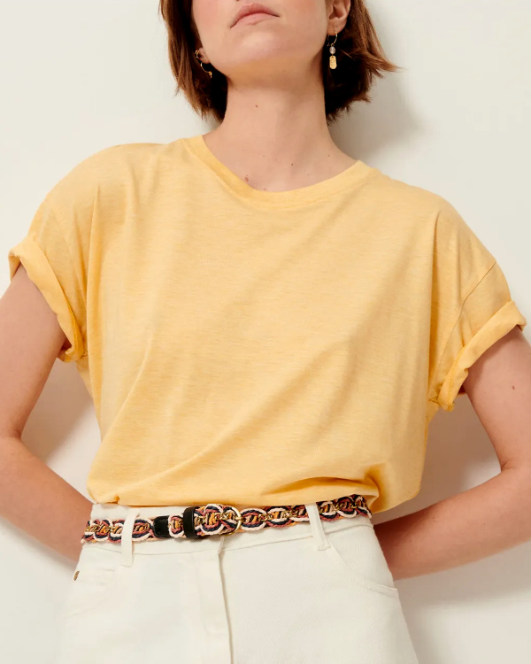 Tee-shirt ample col rond fluide | Jaune