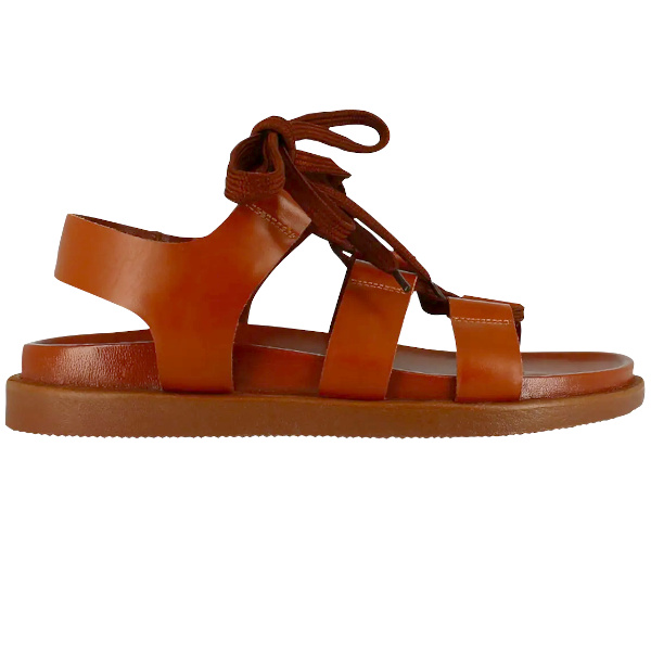 Sandales compenses en cuir | Marron