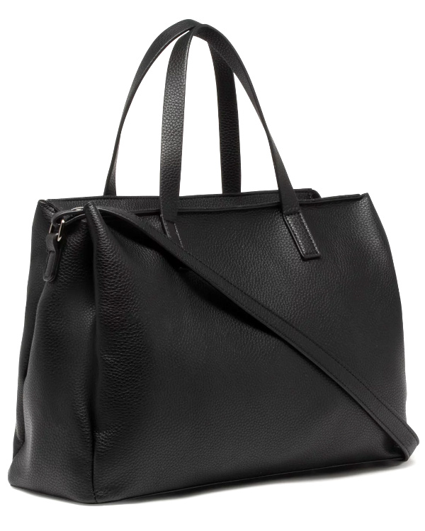 Sac  main grand format en matire souple et graine femme noir