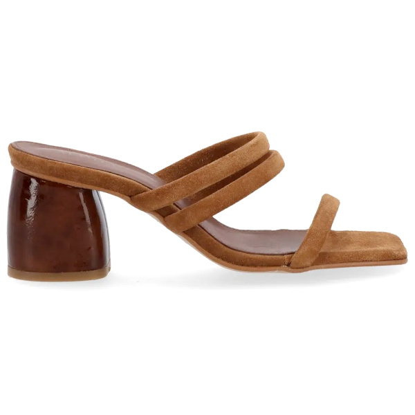 Sandales  talon en cuir | Marron