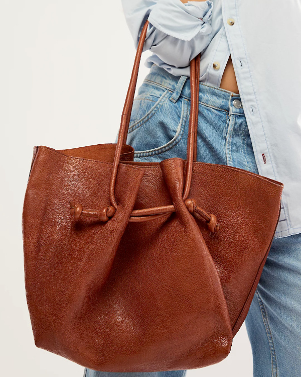 Sac tote cabas en cuir marron