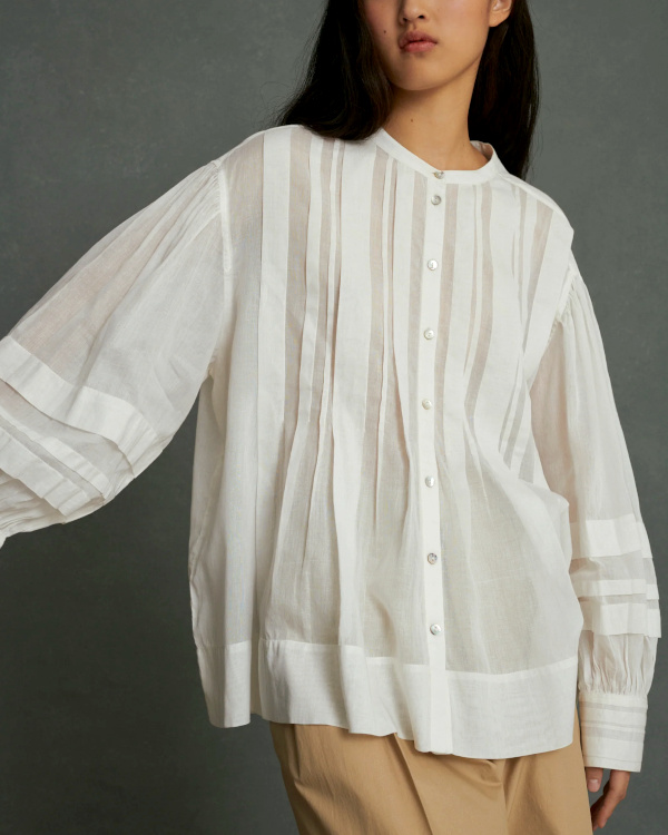 Blouse ample et lgre en coton organdi blanc