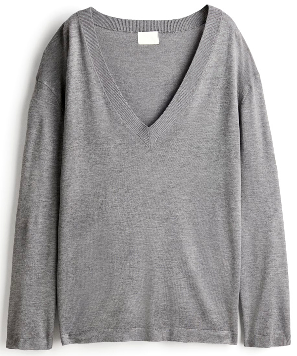 PULL  ENCOLURE EN V gris