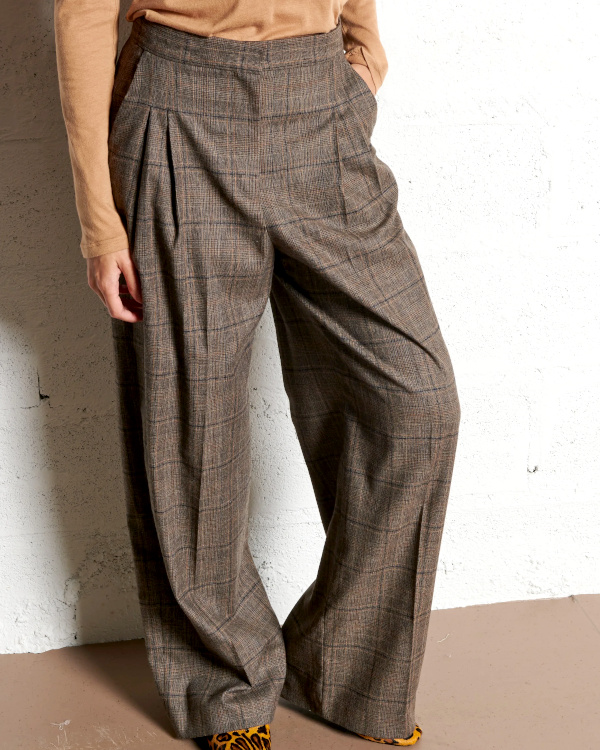 Pantalon large imprim | Marron