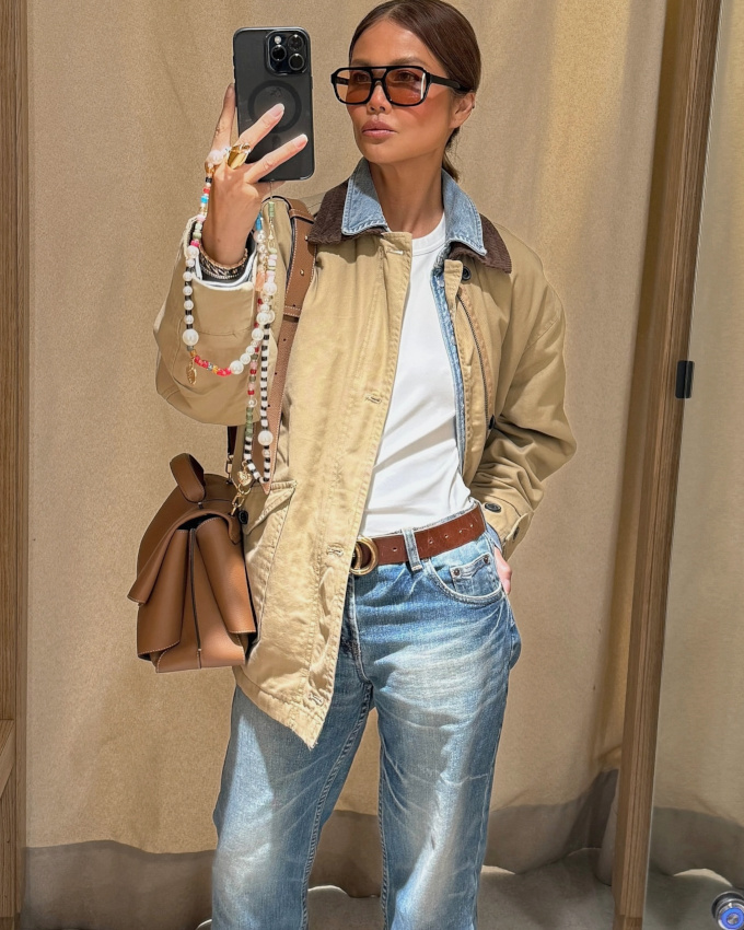 Barn jacket + veste en jean = le bon mix