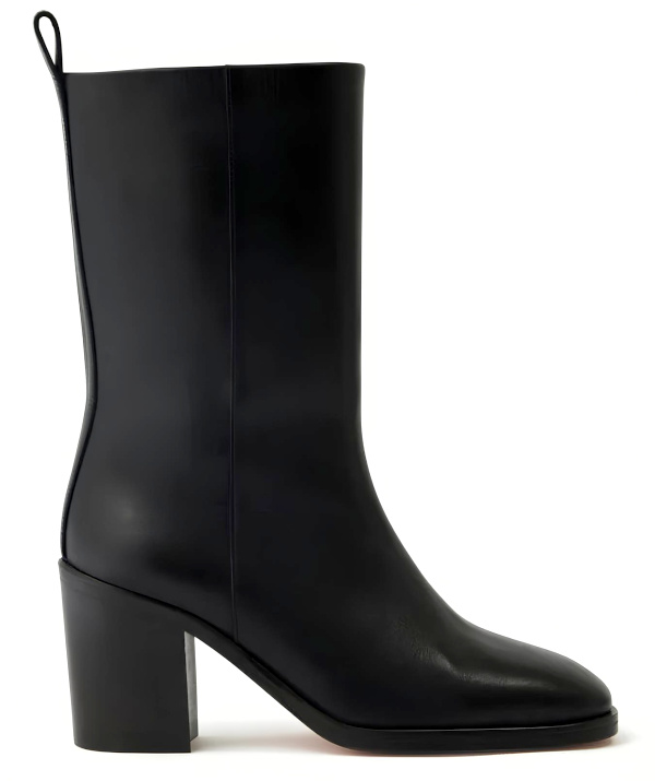 bottes  talon en cuir noir