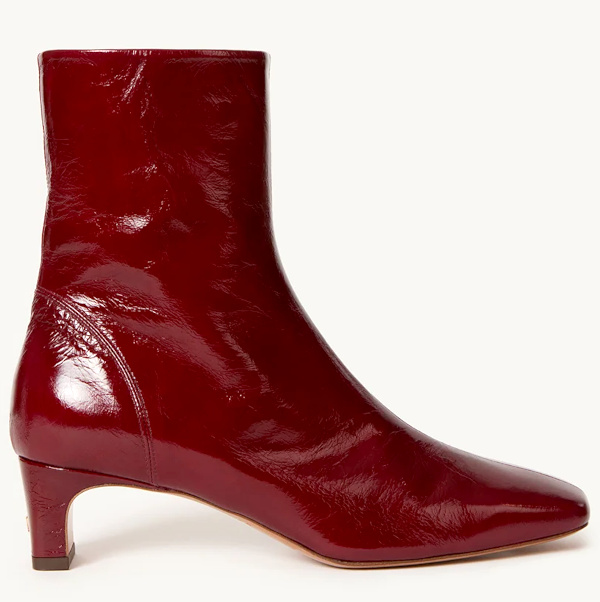 BOTTINES EN CUIR VERNIS BORDEAUX