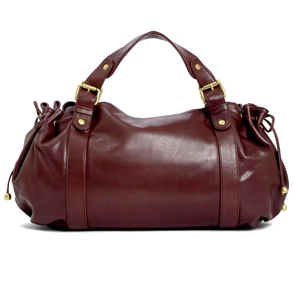 Sac à main en cuir bordeaux