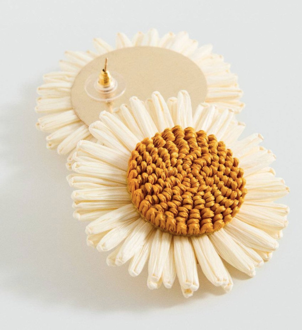 Boucles d'oreilles fleurs raphia