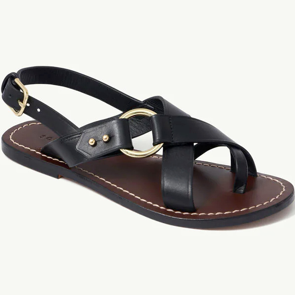 black leather sandals