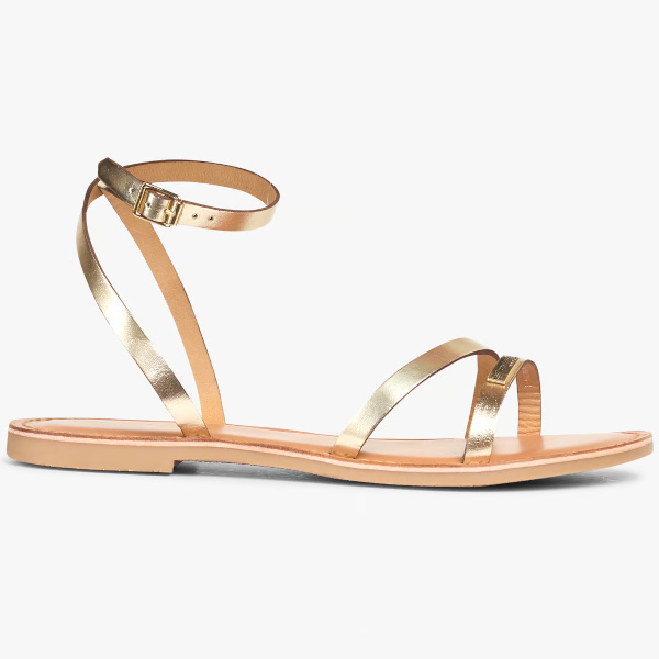 Sandales plates en cuir - Doré