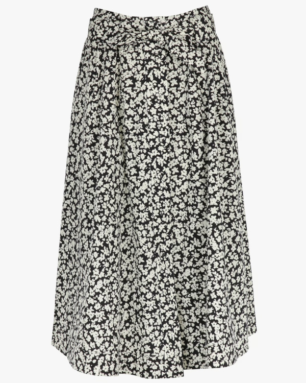 Jupe midi à imprimé fleuri en coton - Multicolore