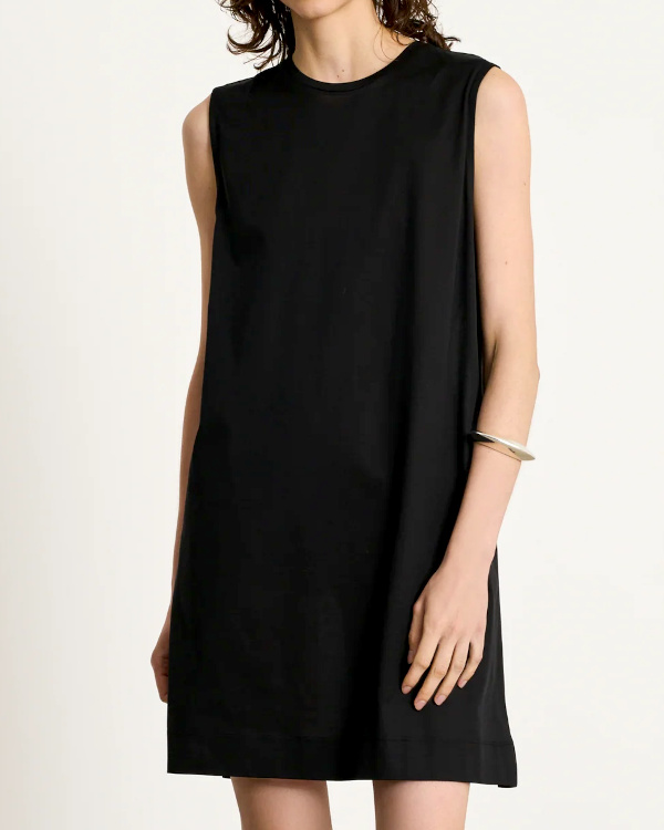 sleeveless short dress in organic cotton