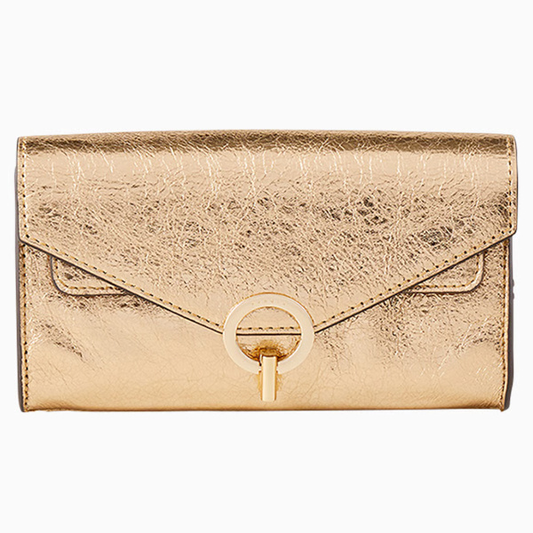Pochette en cuir mtallis - Dor