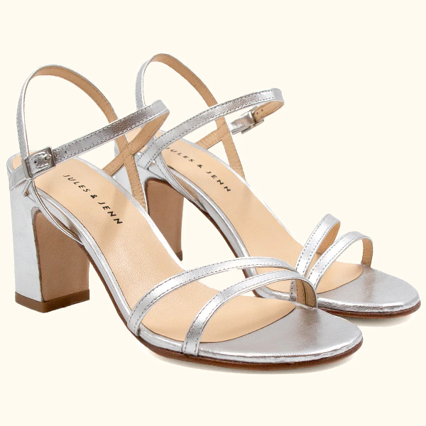Sandales talon pures cuir argent
