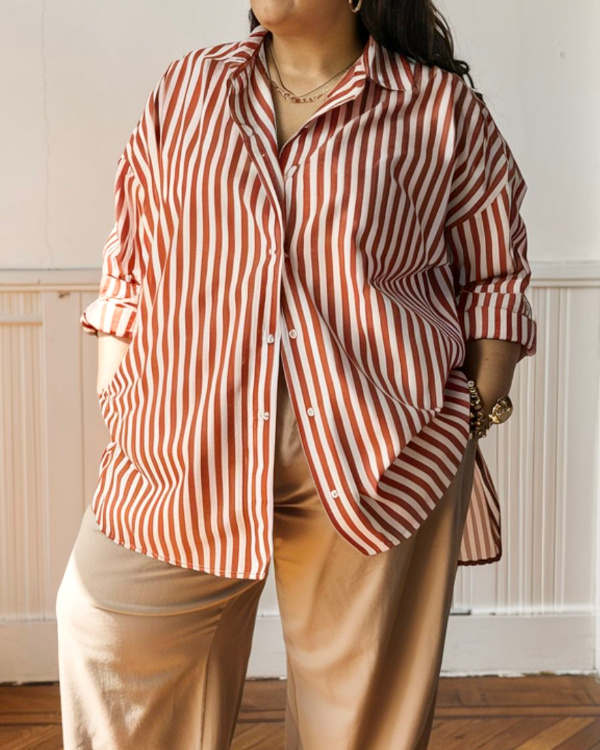 Chemise raye ample et pantalon large