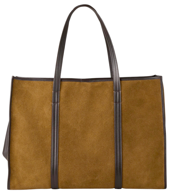 Grand cabas en cuir velours - Marron