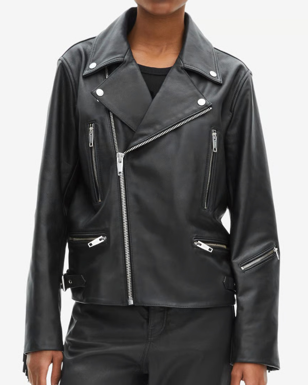 Veste en cuir noir