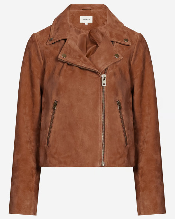 Blouson en cuir suédé - Marron