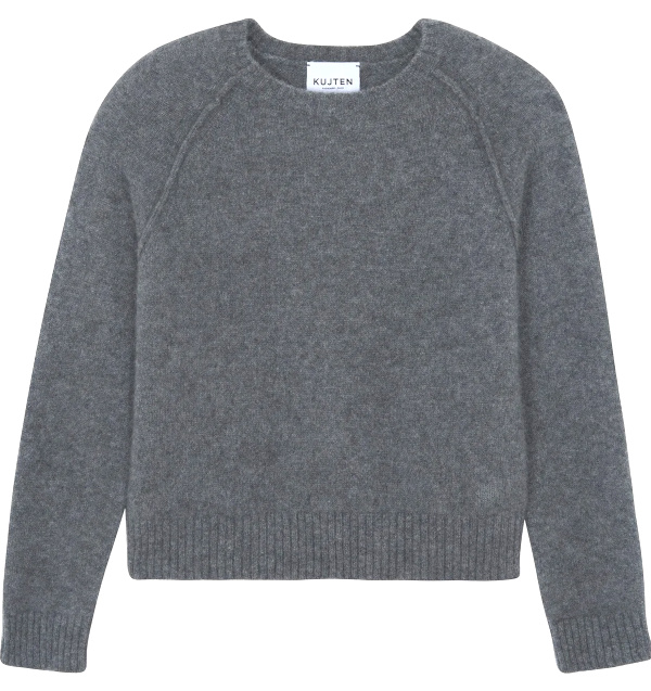 Pull cachemire femme col rond gris