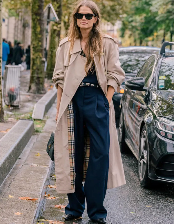 Trench et pantalon bleu