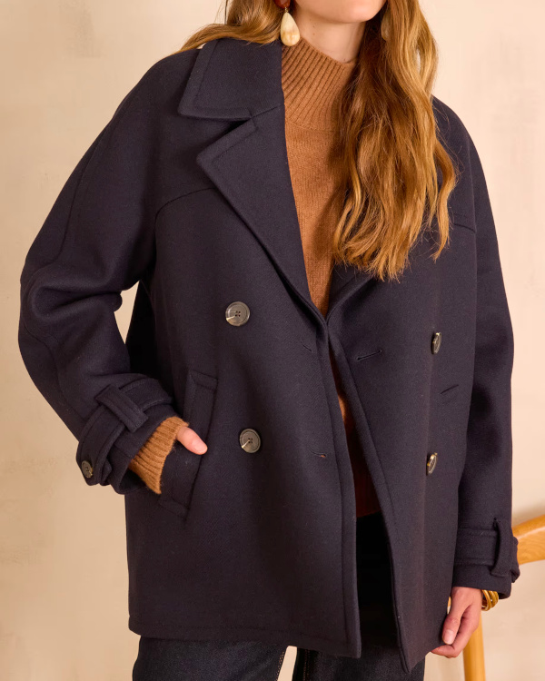 CABAN EN LAINE bleu marine