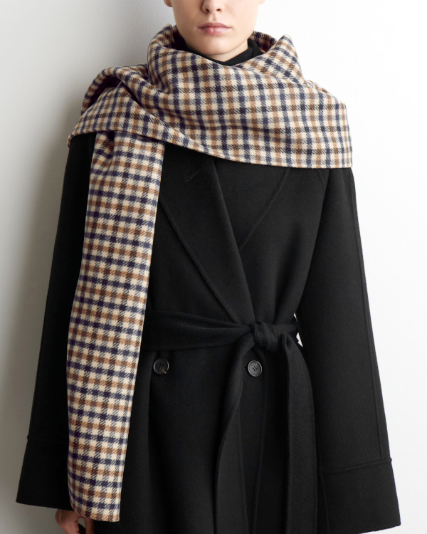 ÉCHARPE RÉVERSIBLE À CARREAUX EN LAINE MÉRINOS