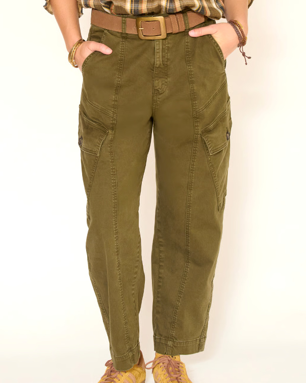 Pantalon large en coton mlang - Kaki