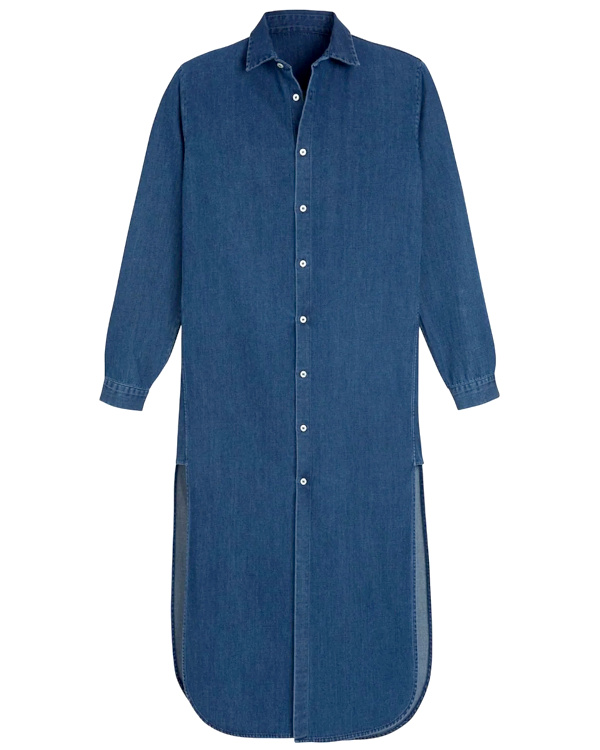 ROBE-CHEMISE  FENTES HAUTES EN DENIM LAV