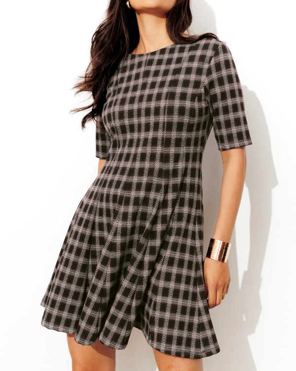 Robe courte à carreaux - Noir