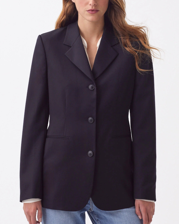 Veste de costume en laine bleu marine