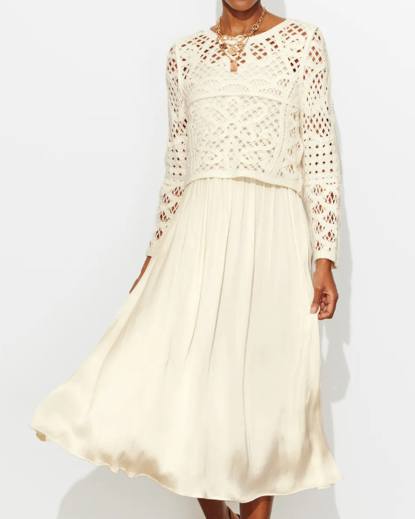 Robe longue 2 en 1 Femme - Ecru