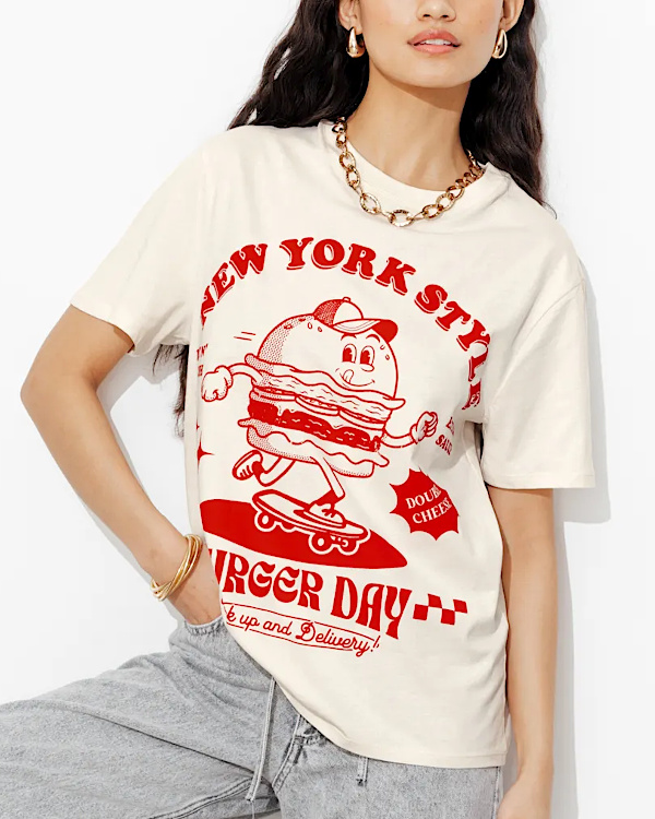 T-shirt New York Style - Imprimé écru