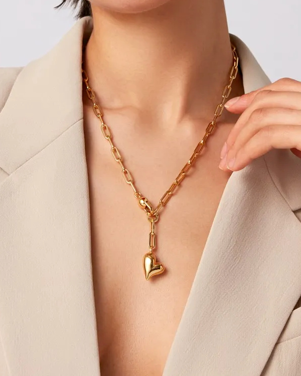 Collier Puffy Heart - Doré