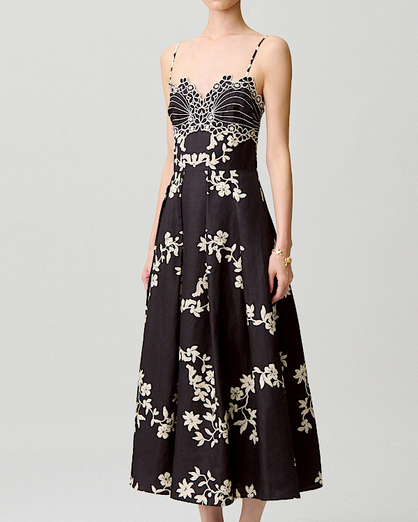 Robe bretelles broderies florales