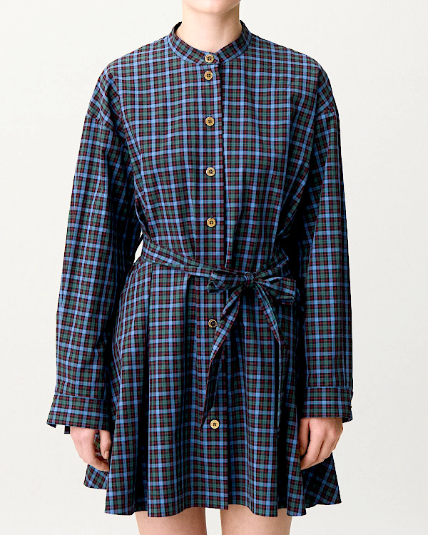 Robe chemise coton carreaux