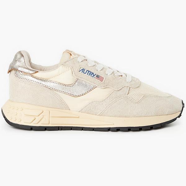 Baskets Autry beige et écru à détails métallisés